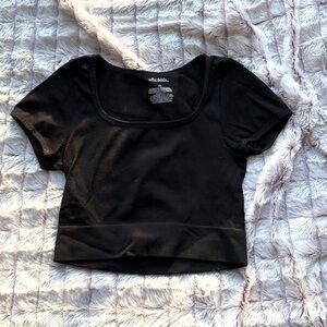 2‑Pack Wild Fable Ribbed Crop Tops Gray & Black